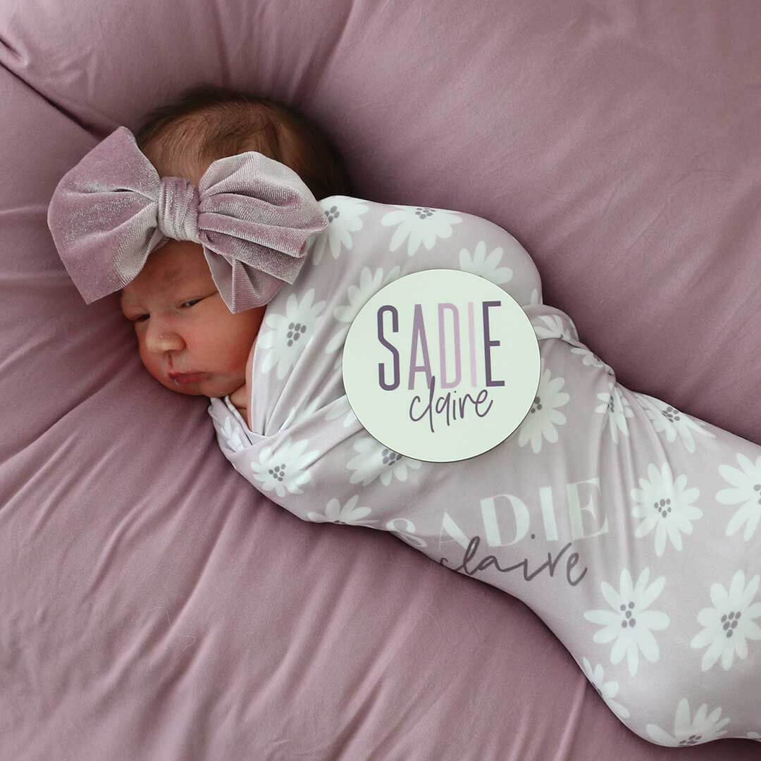 Purple Daisy Personalized Swaddle Blanket - Image 3