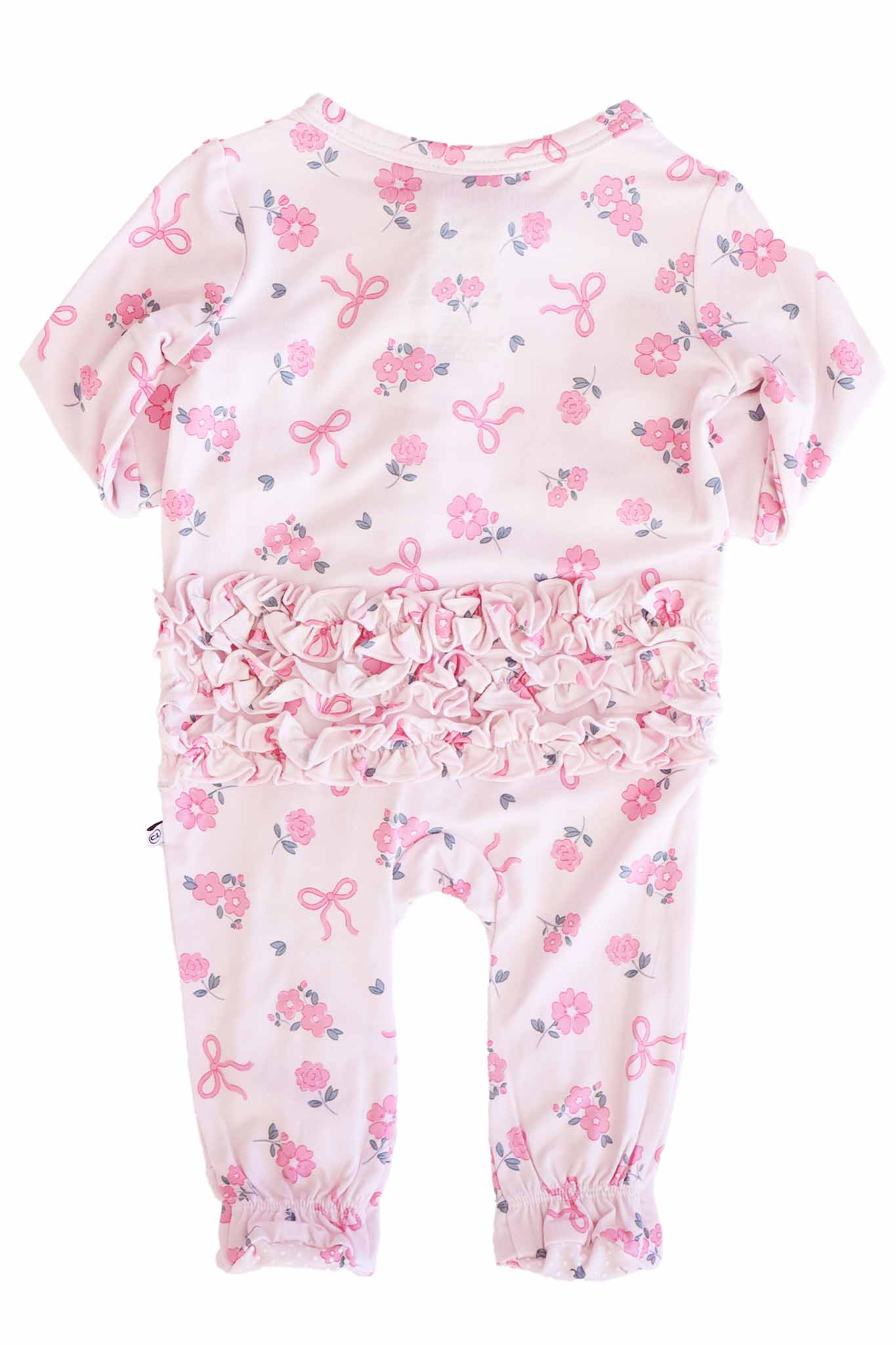 Ribbon & Roses Ruffle Zipper Footie | Pink - Image 5