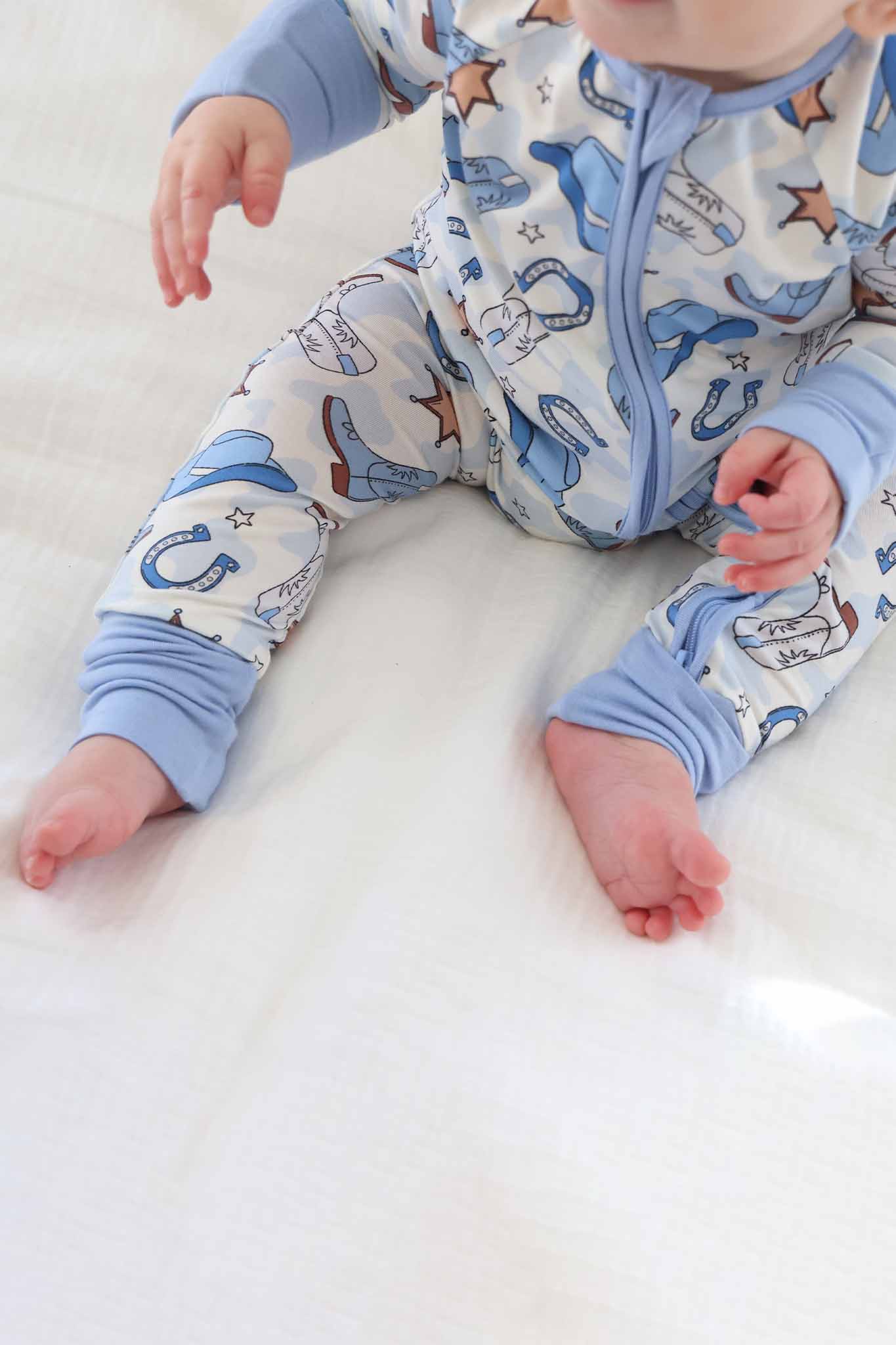 Rodeo Dreams Convertible Zip Romper | Blue - Image 4