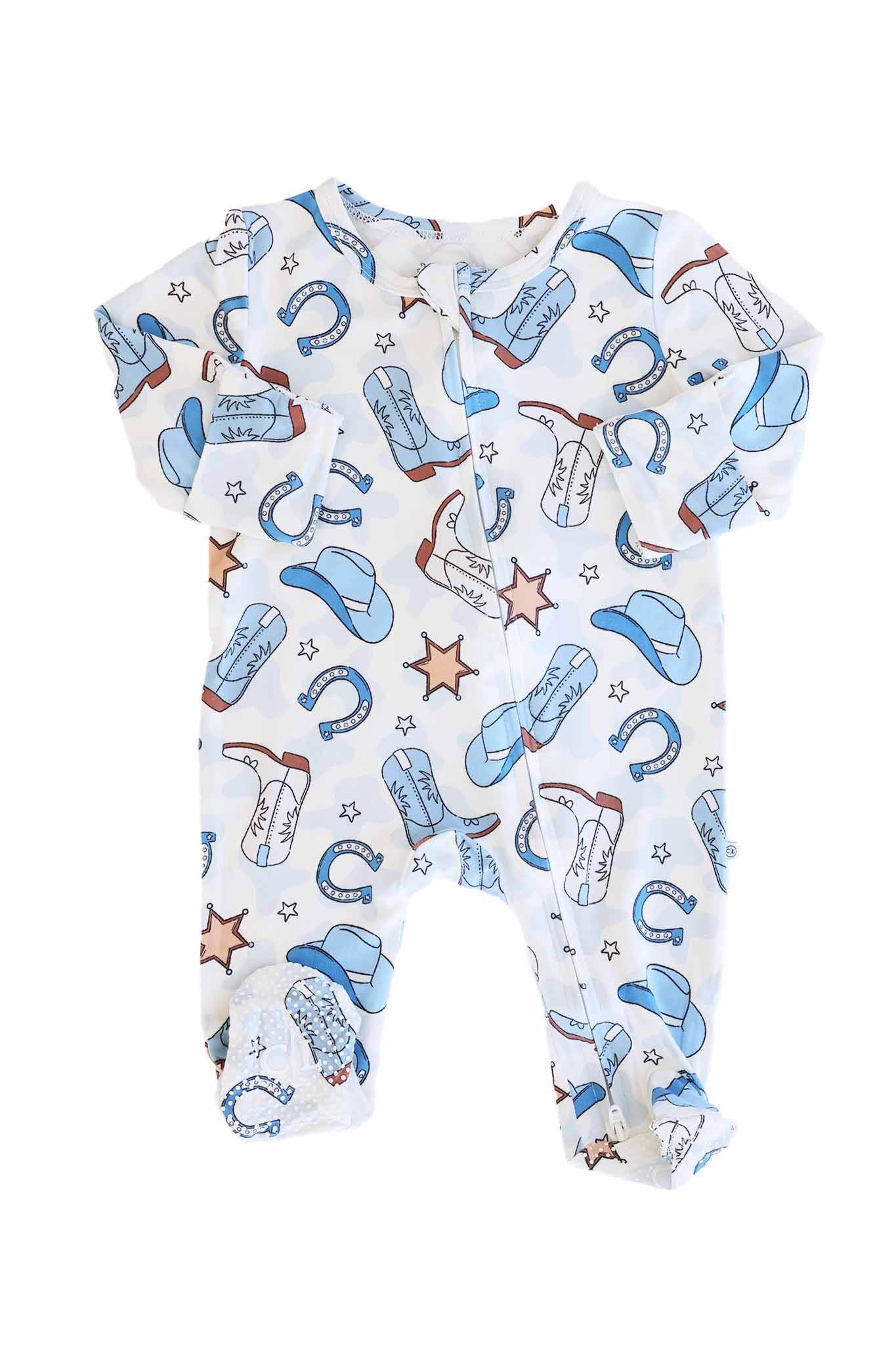 Rodeo Dreams Zipper Footie | Blue - Image 6