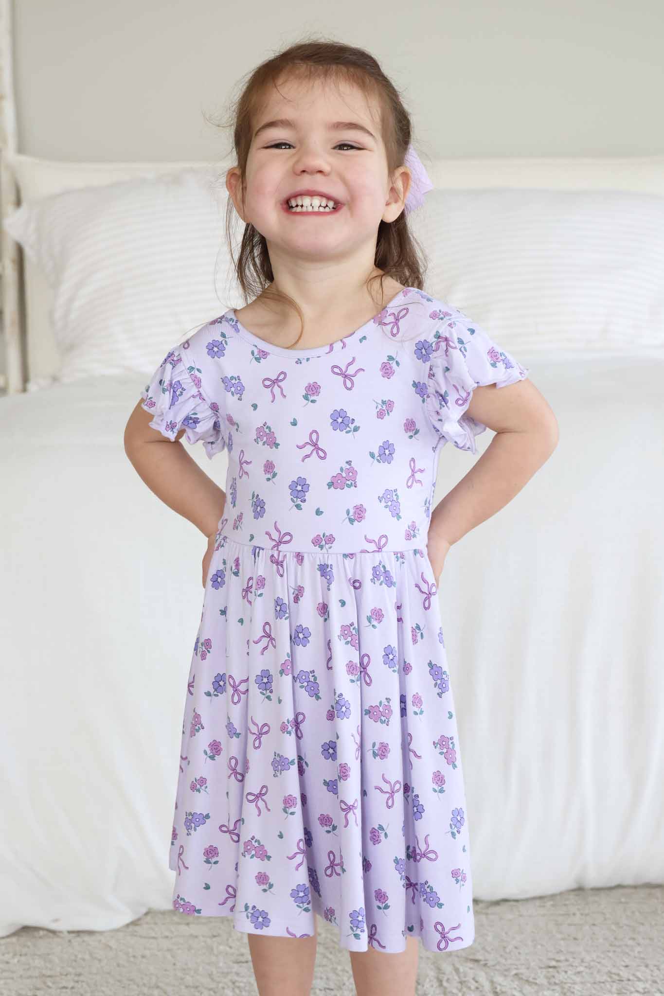 Ruffle Twirl Dress | Ribbon & Roses Purple - Image 11