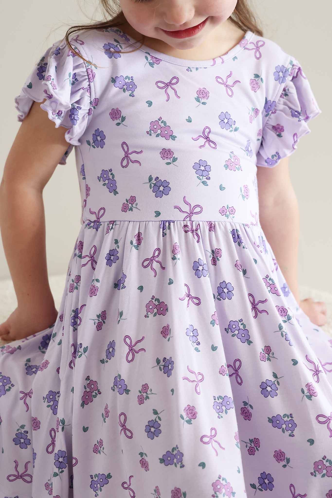 Ruffle Twirl Dress | Ribbon & Roses Purple - Image 12