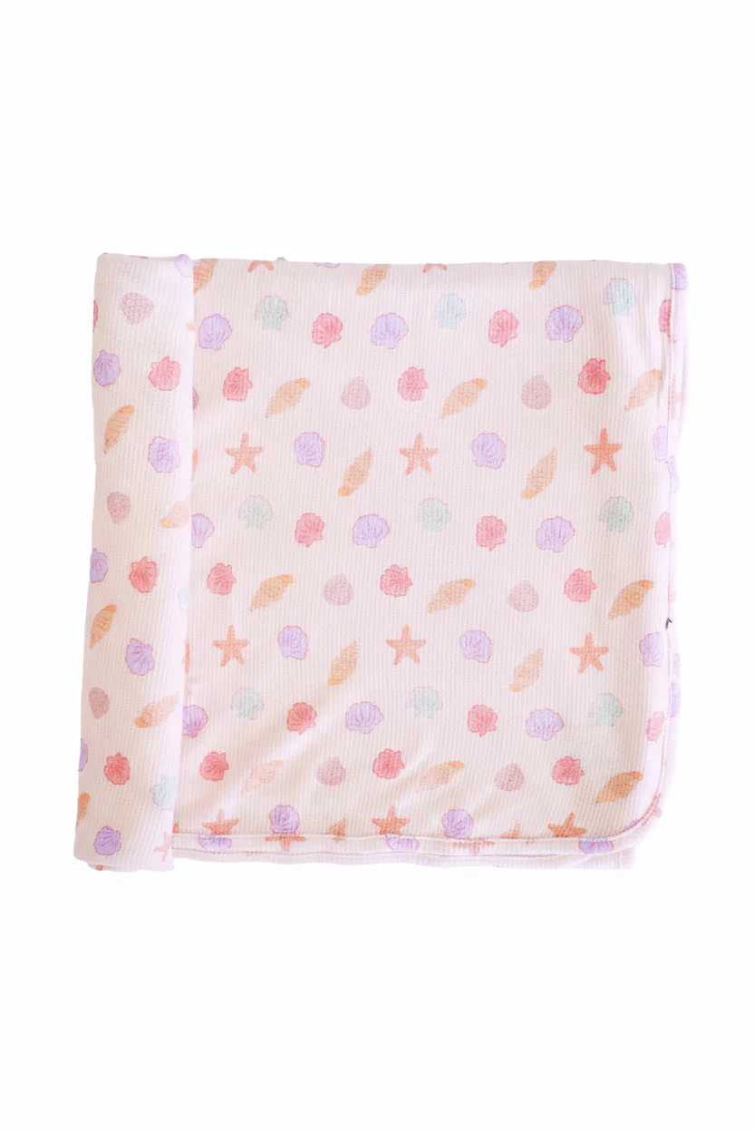 Saltwater Shells Bamboo Waffle Oversized Swaddle Blanket