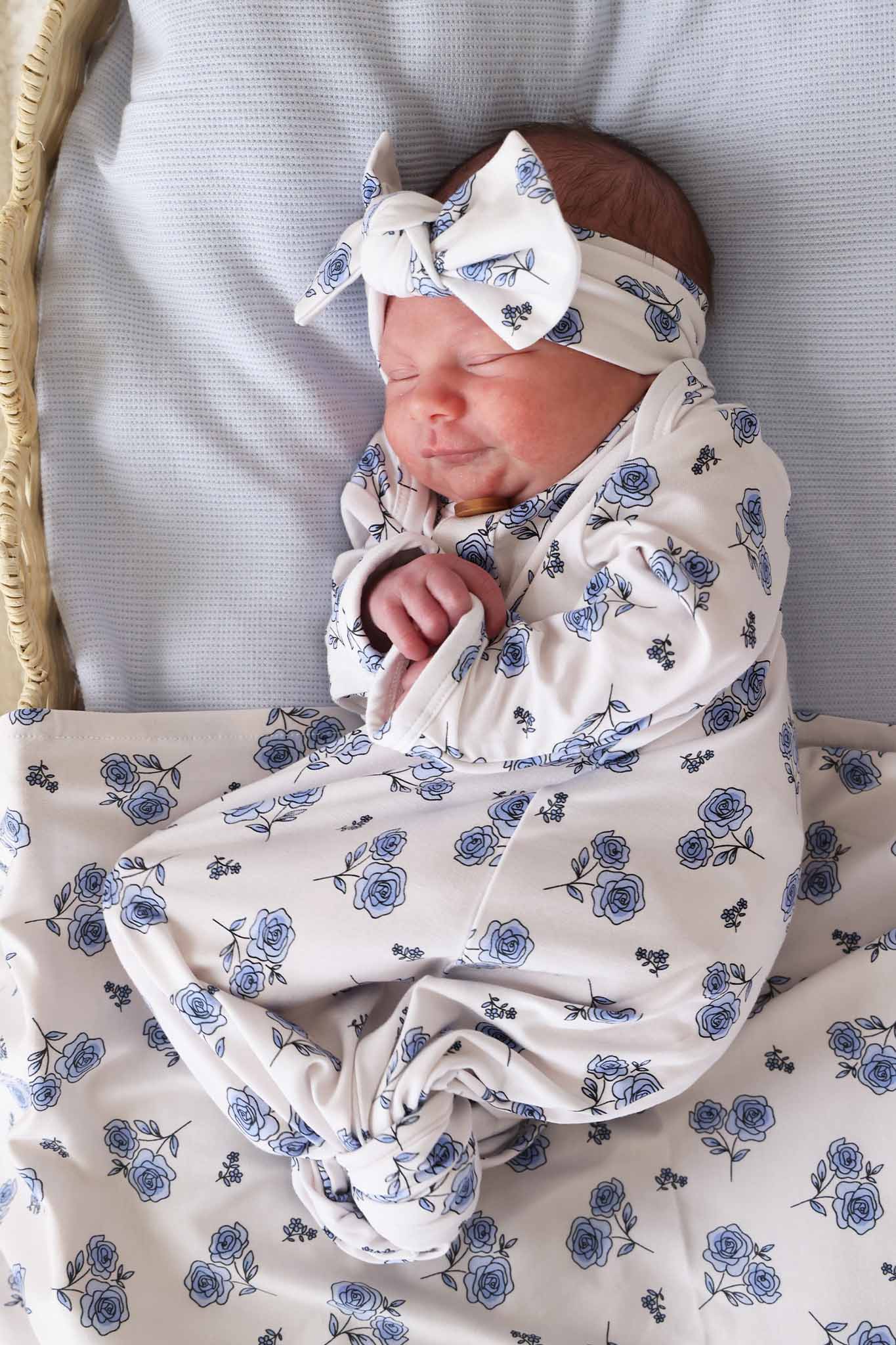 Sapphire Garden Knit Large Bow Headwrap - Image 6