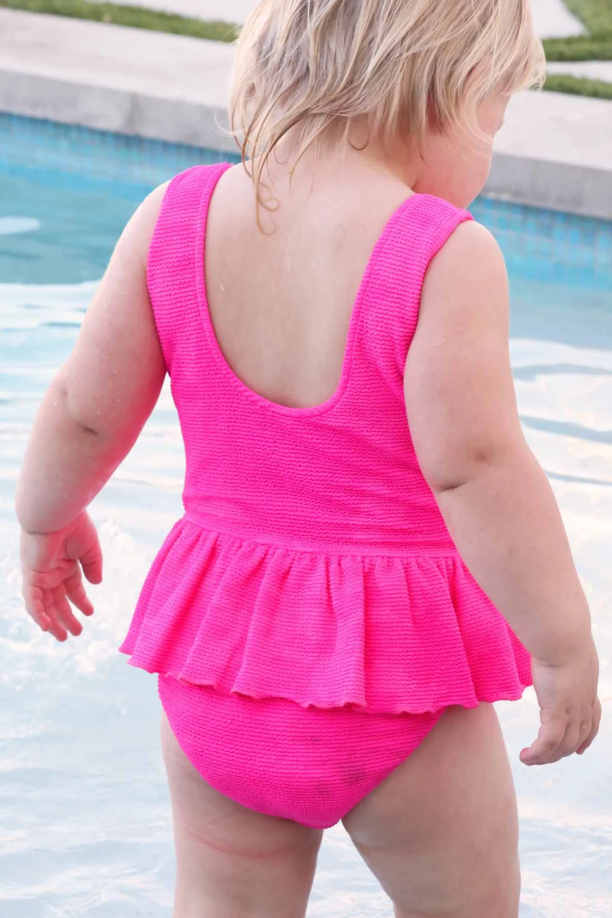 Crinkle One-Piece with Skirt | Neon Pink - Image 9
