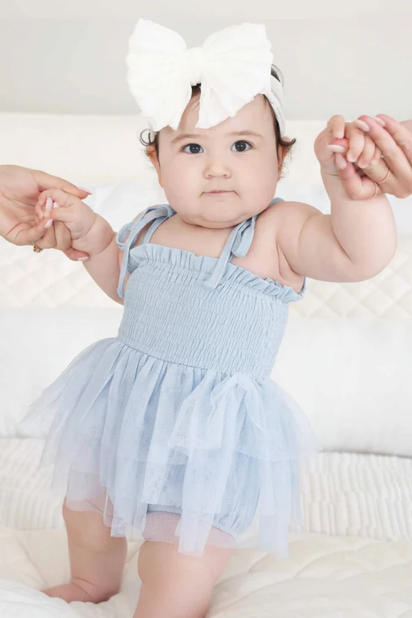 Smocked Tutu Bodysuit | Frost
