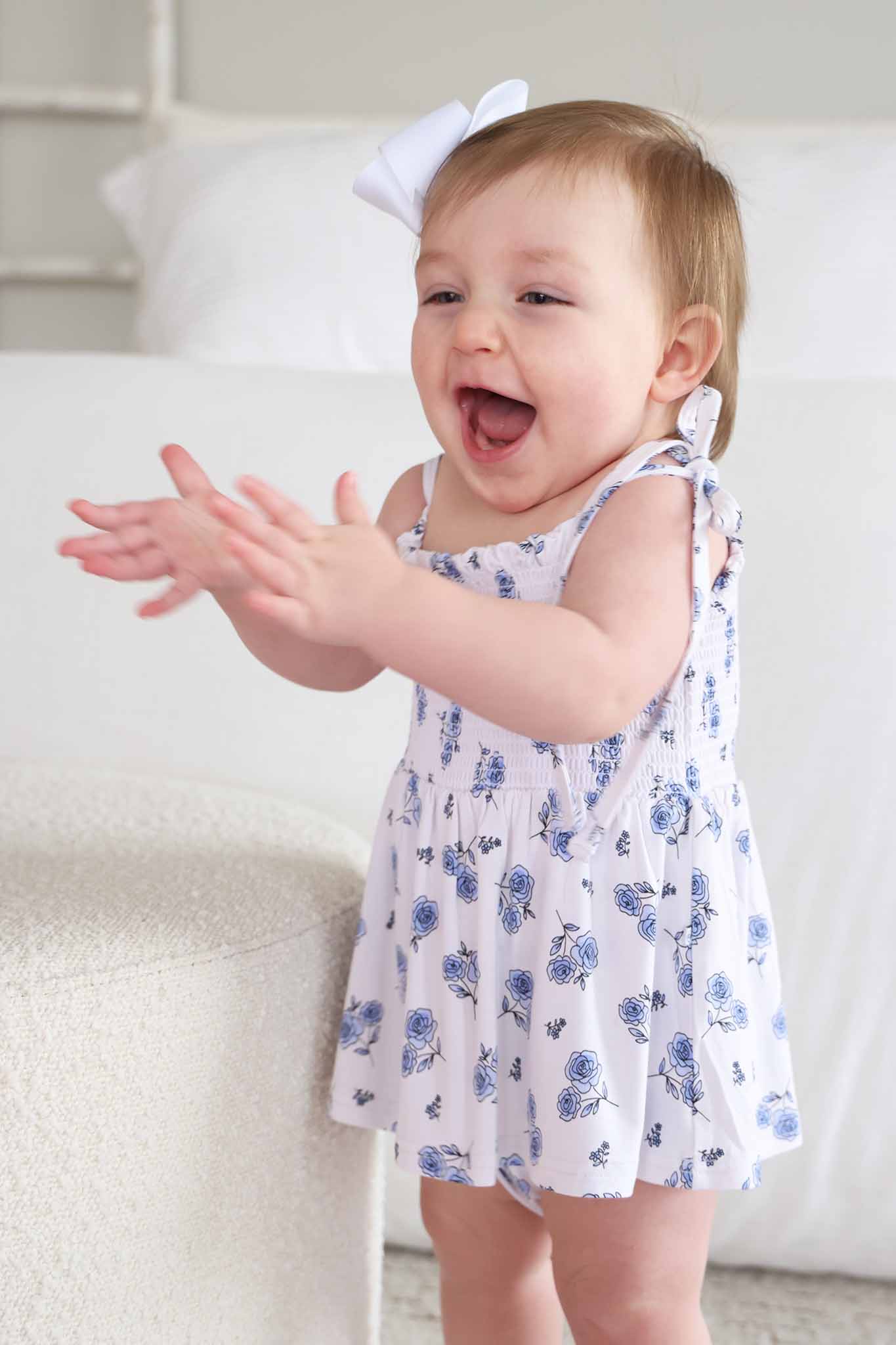 Smocked Twirl Bodysuit | Sapphire Garden - Image 8