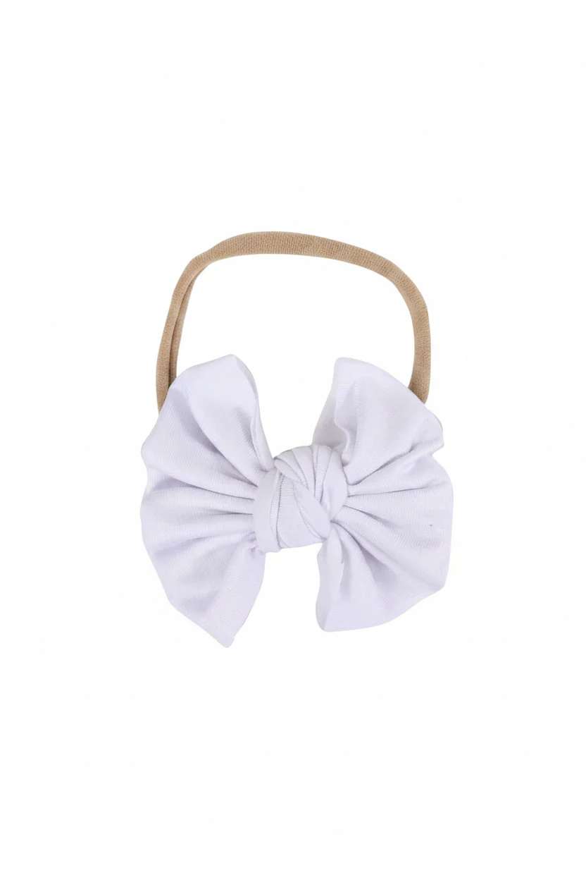 Solid White Knit Bow Headband