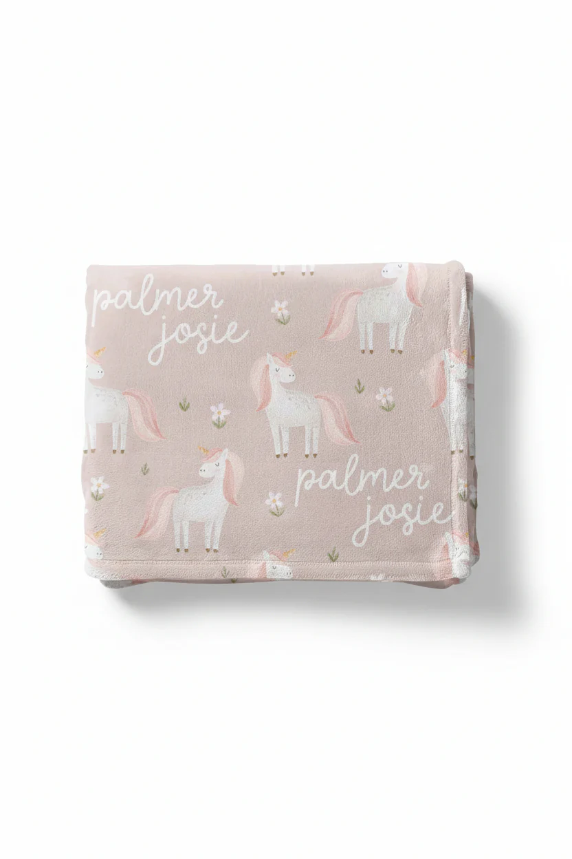 Sweet Unicorn Personalized Kids Blanket