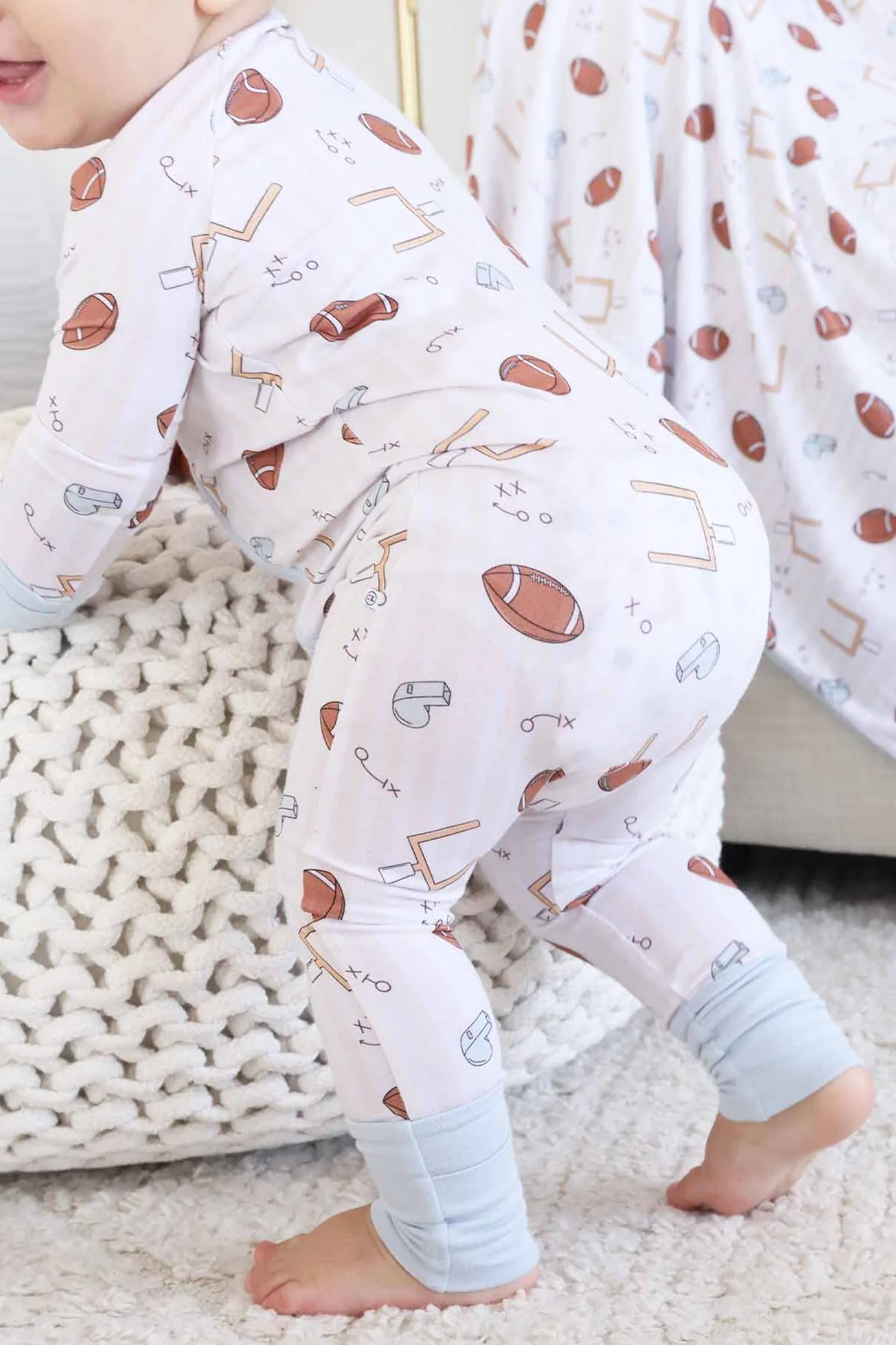 Tiny Touchdowns Convertible Zip Romper | Neutral - Image 12