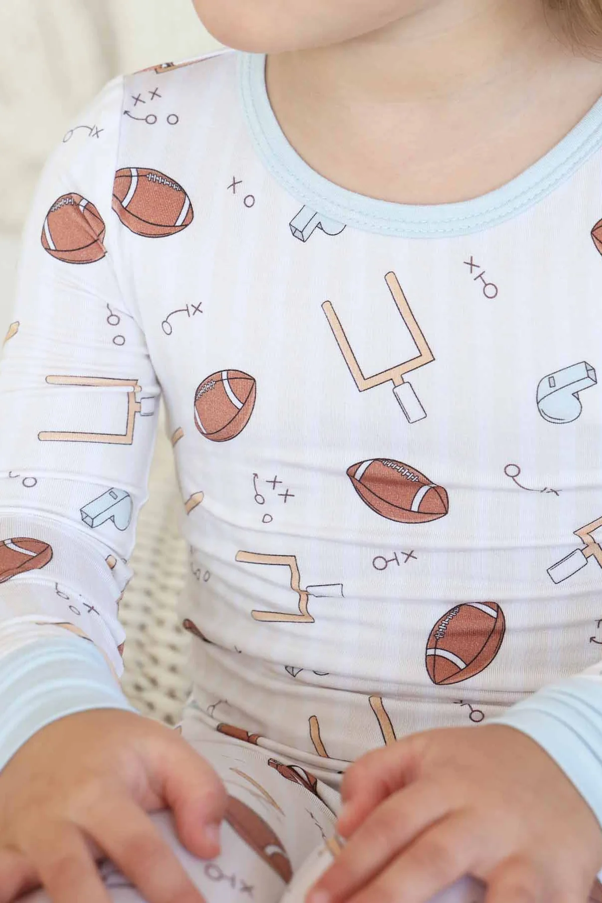 Tiny Touchdowns Two Piece Pajama Set | Neutral - Image 7