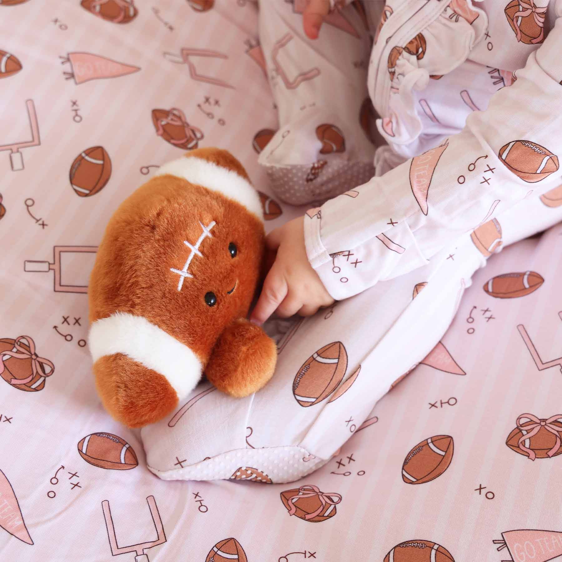 Tiny Touchdowns Ruffle Zipper Footie | Pink - Image 13
