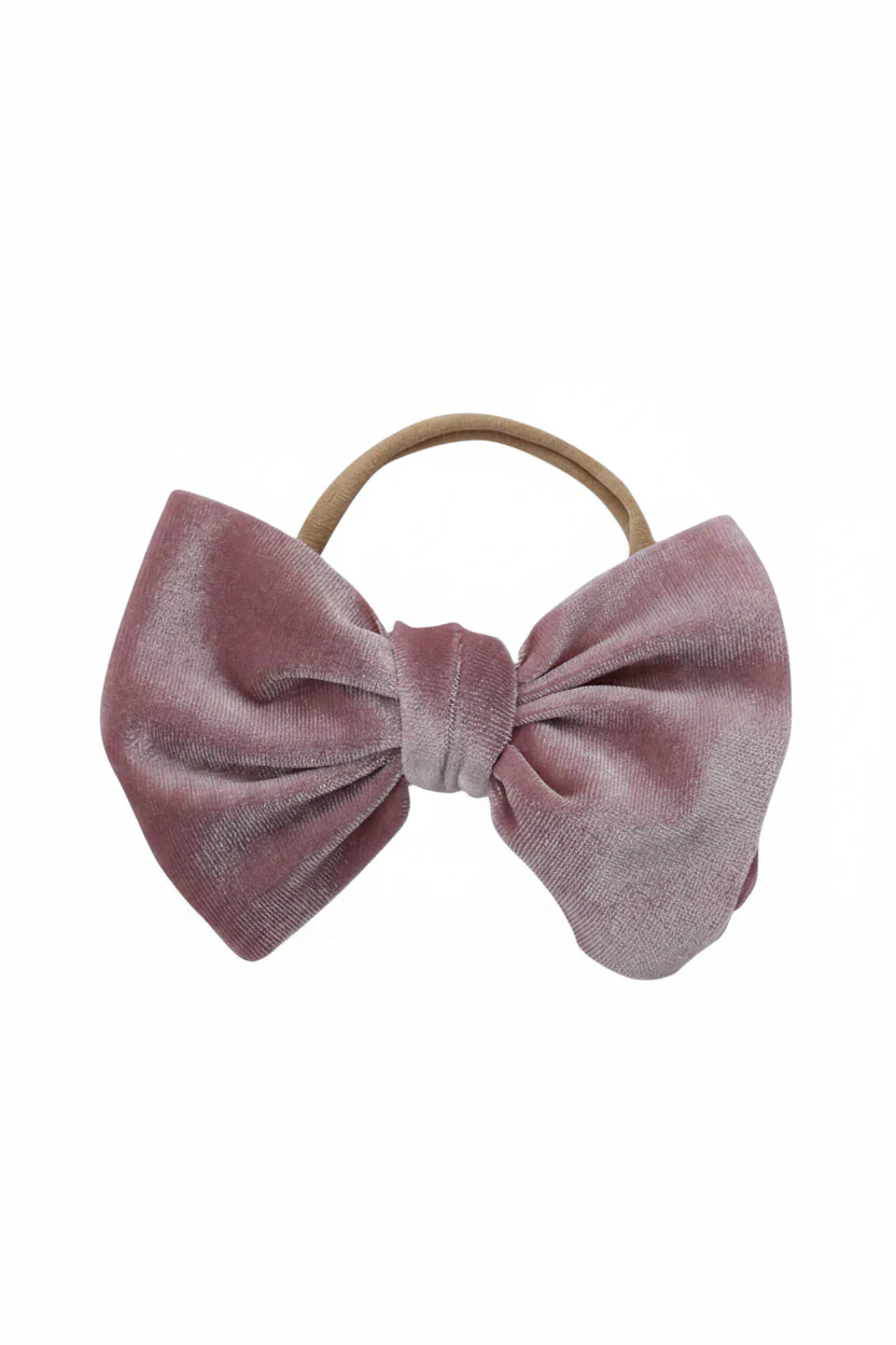 Velvet Bow Headband - Vintage Mauve