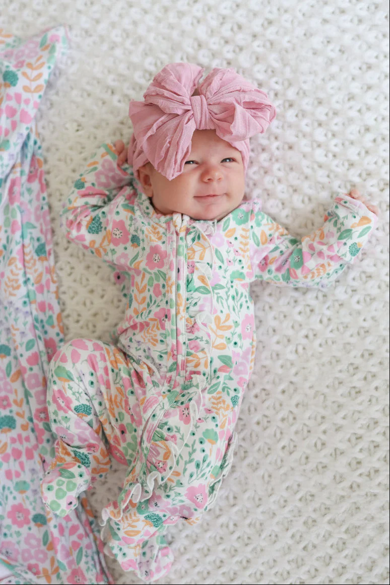 Willow's Whimsy Floral Ruffle Zipper Footie - Image 8